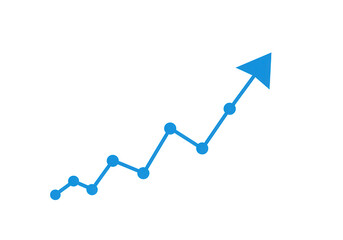 Fototapeta premium A blue arrow pointing upwards symbolizes growth and success on a transparent background