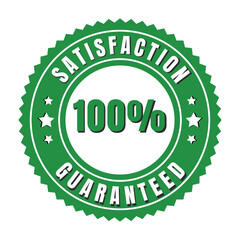 Satisfaction guaranteed seal with 100 percent guarantee symbol