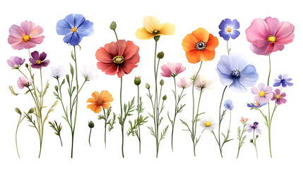 Set of real pressed flowers PNG elements on transparent background, featuring delicate blooming petals and natural botanical details, perfect for floral design and illustration projects. 35997311 1