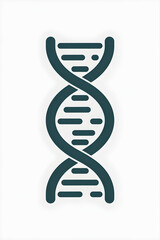 A clean, minimalist DNA double helix in a deep teal hue stands vertically, representing genetics, life science, and biological research with clear precision