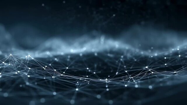 A futuristic visual of a global data network with glowing nodes interconnected by sleek lines. This abstract background demonstrates the fluidity of information flow representing the