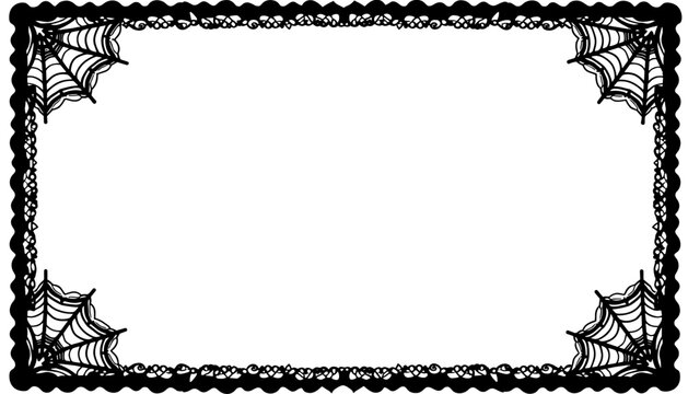 Halloween spiderweb frame, elegant gothic decoration on white background