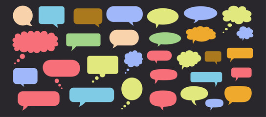 Colorful Chat and Thought Bubble Collection – Vector Speech Balloon Set in Flat Style for Social Media, Messaging, Comics, and Graphic Design

