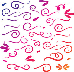 Swirl ornament stroke. Ornamental curls, swirls divider and filigree ornaments vector illustration set