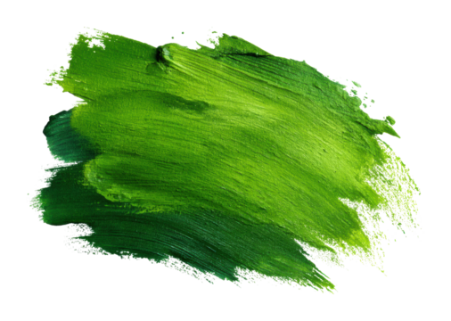 Vibrant green paint stroke digital creative. Isolated on transparent background, png.