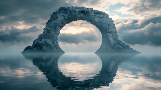 Illustration of an illusionary mirror portal reflecting a fantastical realm blending duality of reality and dreams with mystical and surreal visual elements 79257913 1