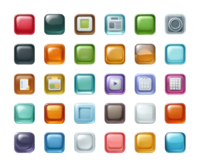 Interactive digital icons display graphic design modern environment. Isolated on transparent background, png.