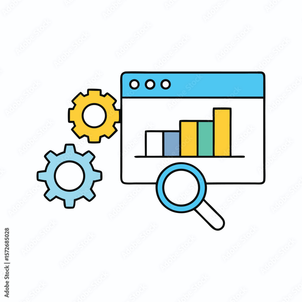 Poster A website displays a bar graph being analyzed with gears