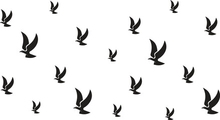 Flying birds silhouettes on white background. Vector illustration. isolated bird flying. tattoo design.