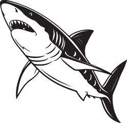 Fototapeta premium Dynamic vector image of a shark jumping above the ocean surface