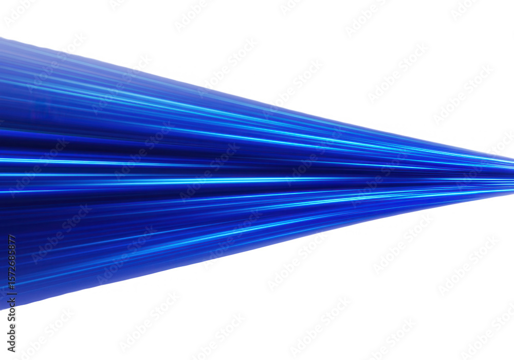 Poster a dynamic display of blue lines converging towards a central vanishing point on white isolated on tr