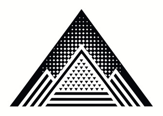 Vector art of a striking geometric triangle design features a modern abstract pattern with halftone and linear elements