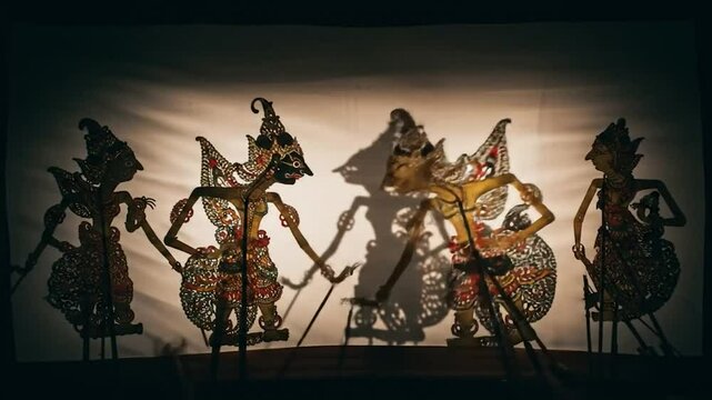Indonesian Wayang Kulit Shadow Puppet Show Performance