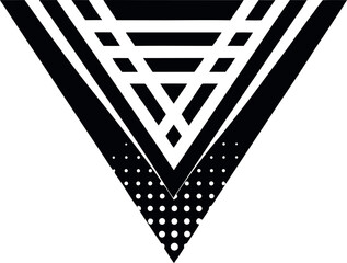 Vector art of an inverted geometric triangle showcases a modern abstract pattern with dots and lines, creating a unique design