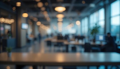 Blurred Office Background with Bokeh Light for Business Banners and Professional Presentations