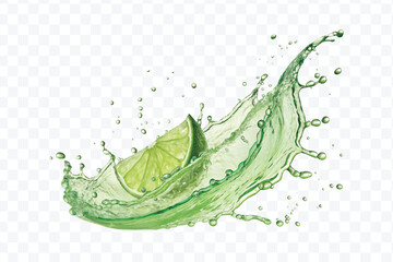 realistic 3d dynamic clean water splash in lemon color isolated on transparent background