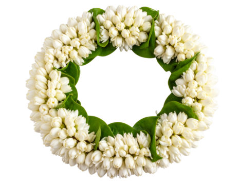  “Traditional Garland of Jasmine Flowers, isolated on a transparent background”