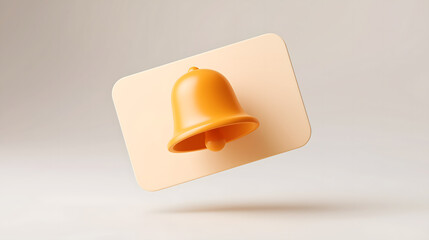 Orange notification bell with white notes on light background
