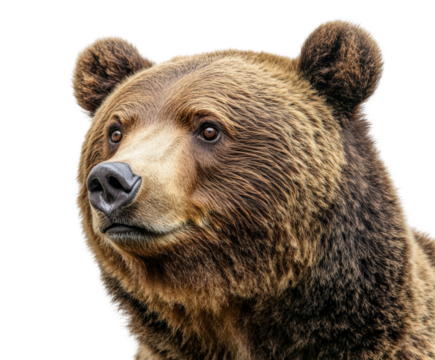 Majestic bear encounter wilderness wildlife portrait natural habitat. Isolated on transparent background, png.