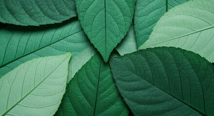 Obraz premium A cluster of fresh green leaves, showcasing a natural theme, healthy growth and serene aesthetic appeal. Nature's beauty.