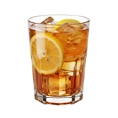 Iced whiskey and cola drinks isolated on white