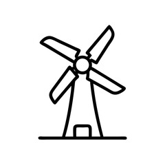 Windmill in minimal line art style symbolizing ecology  