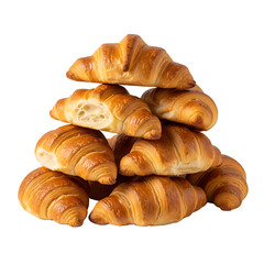 Freshly baked French croissant, a delicious breakfast pastry, isolated on a white background
