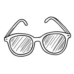 Doodle sketch vector illustration of sunglasses on transparent background for fashion and summer accessory design
