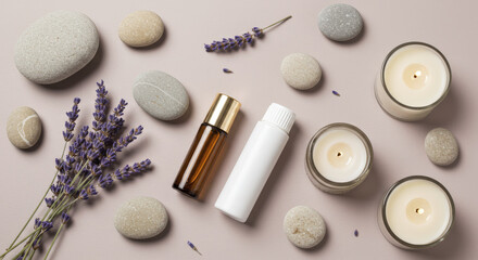 Aromatherapy Roller Bottles with Lavender and Candles