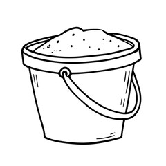Doodle sketch vector illustration of a bucket filled with sand on transparent background for beach and summer fun design