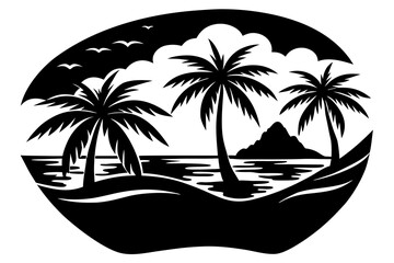 Vector art of silhouette of  palm tree on the beach