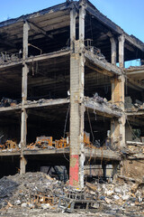 destroyed by attack house in Kyiv