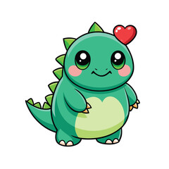 Fototapeta premium chubby baby dinosaur with heart cheeks and stubby limbs
