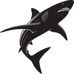 Fototapeta premium Dynamic vector image of a shark jumping above the ocean surface