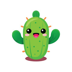 Fototapeta premium chubby cactus with a smiling mouth and tiny arms kawaii