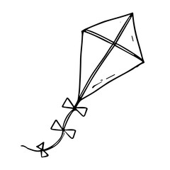 Doodle sketch vector illustration of a kite on transparent background for outdoor fun and childhood design