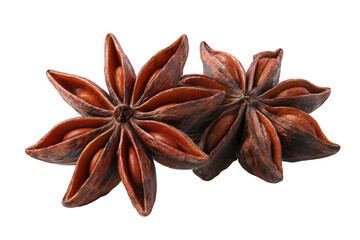 Two star anise spice pods, close-up