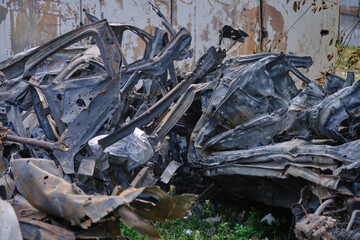 car destroyed by fire in Kyiv