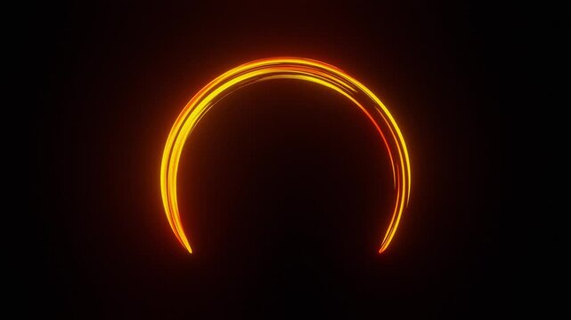 Sword Slash Effect on a Black Background. Glowing Cutting Effect. 4K