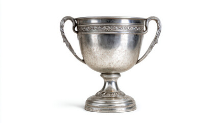 Classic silver trophy on a white background