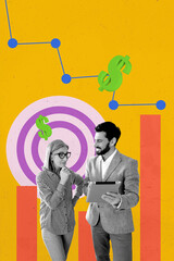 Trend composite sketch template 3D photo collage of target colleagues young man talk aged woman...