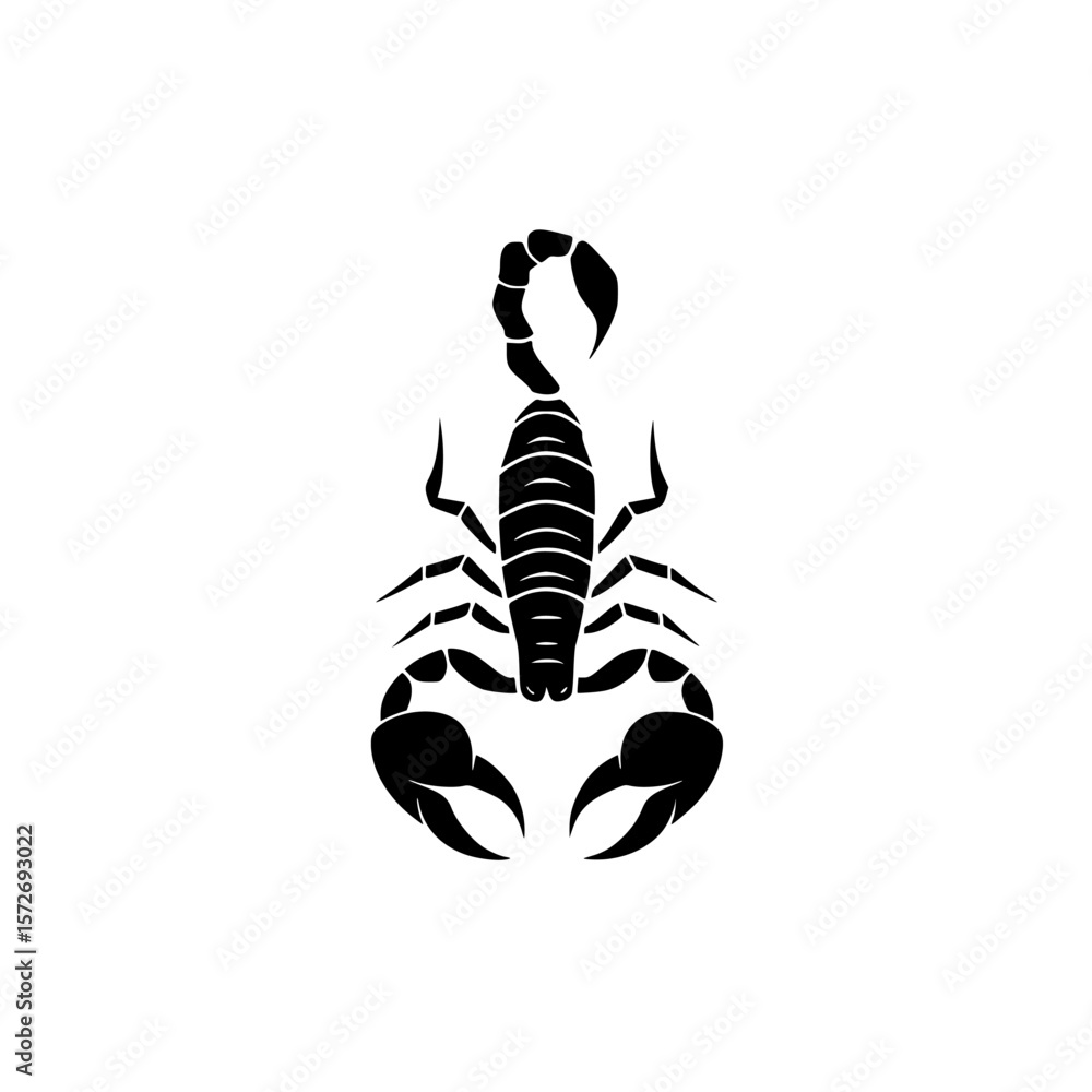 Poster silhouette pictogram of a scorpion, isolated vector icon suitable for various design applications