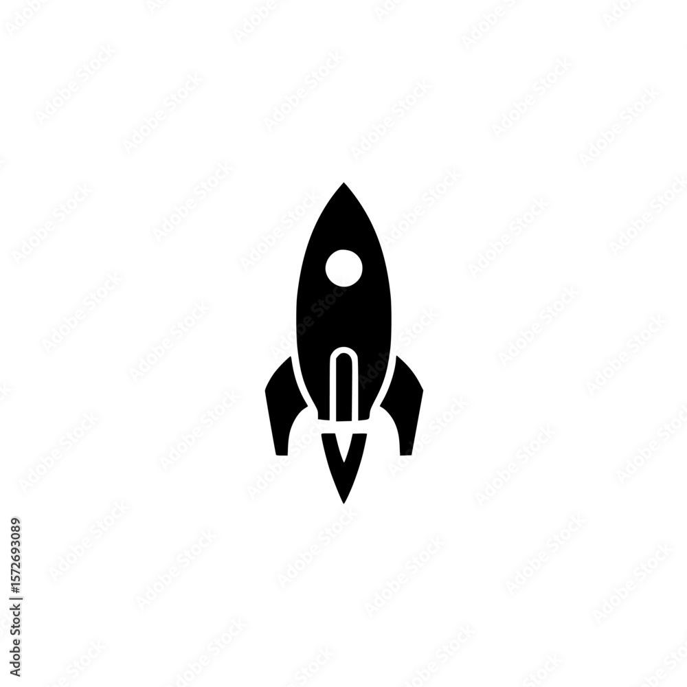 Poster silhouette pictogram of a rocket symbolizing space exploration and innovation in design and technolo