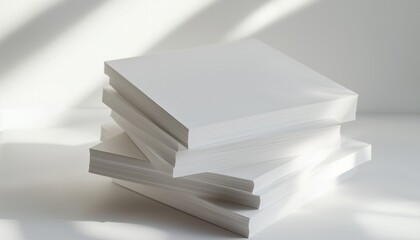 White blank paper stack pile for office working or learning study