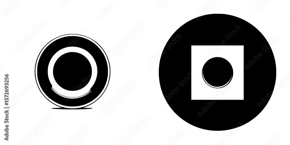 Poster silhouette pictogram icons showcasing geometric shapes in black and white design for creative projec