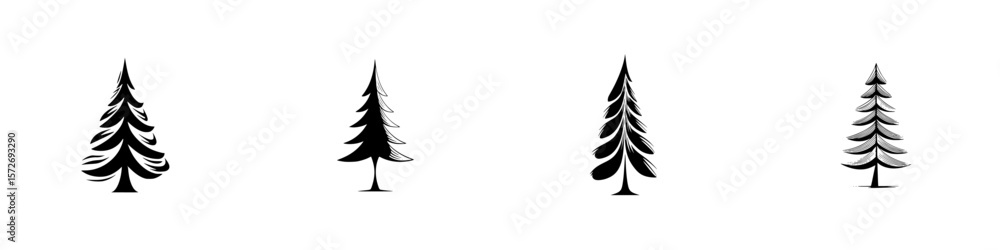 Poster silhouette pictograms of various trees showcasing different styles and shapes provides a versatile g