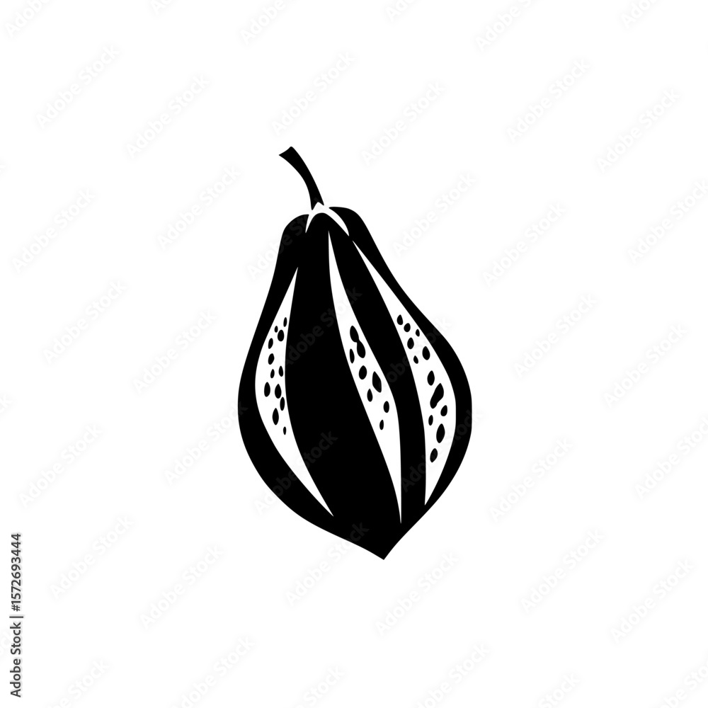 Poster silhouette pictogram of a papaya fruit design for use in various graphic applications and artistic p