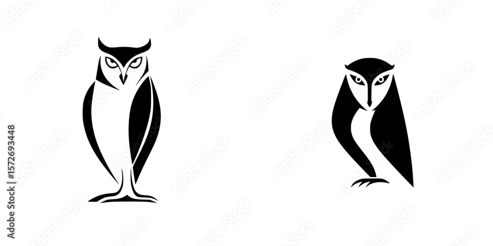 Aufkleber stylized silhouette pictograms of owls displayed in a vector icon set suitable for various design ap