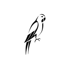 Fototapeta premium Stylized silhouette of a parrot on isolated background showcasing avian life and artistic design