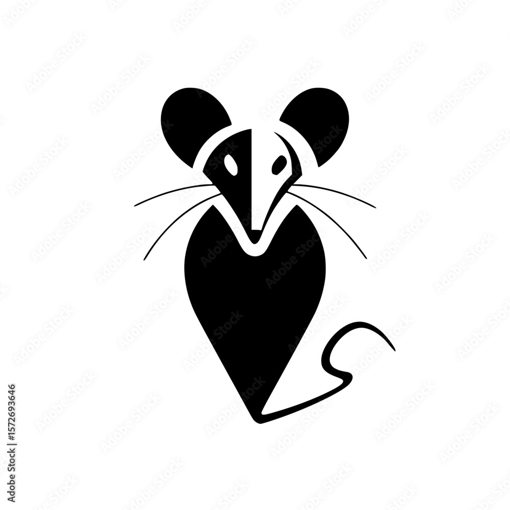 Poster silhouette pictogram of a mouse design used in various graphics and illustrations
